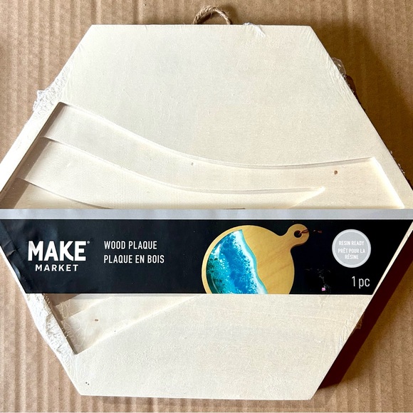 Make Market Resin Ready Unfinished Wood Plaque Hexagon | Resin Pouring Surface - Picture 5 of 5